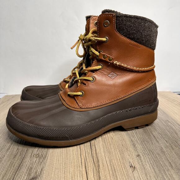 Sperry Men's Cold Bay Duck Boots Tan Leather Waterproof Insulated Vibram Sole 8 - Picture 5 of 11